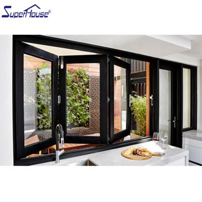 China Aluminum bi-folding bi-folding windows price bi-folding screen superhouse windows price glass horizontal style tempered for sale