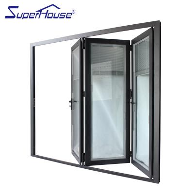 China Cheap Superhouse Aluminum Folding Patio Doors Bi-Folding Glazed Doors for sale