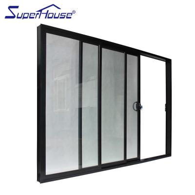 China Folding Screen Superhouse 8ft Double Sliding Glass Doors Standard Thermal Break Stacker Aluminum Glazed Doors for sale