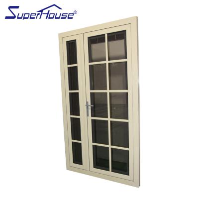 China Modern Aluminum Patio Superhouse French Jalousie Doors Soundproof French Doors Double Glazed Colonial Style for sale