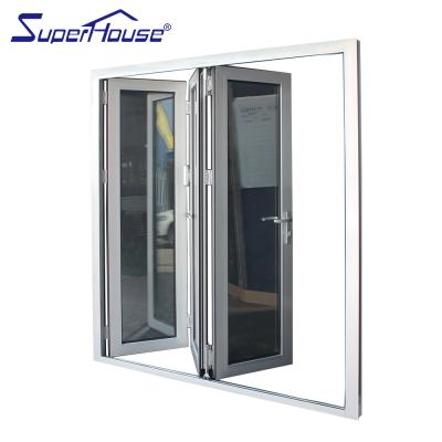 China China Windproof Aluminum Glazed Pivot Double Sliding Accordion Bifold Doors For Sale With Sobinco Hardware for sale