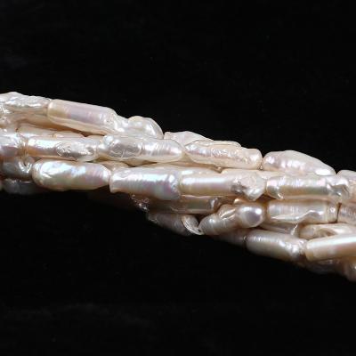 China White Freshwater Pearl 7-8mm Natural Cylindrical Shape Loose Beads Freshwater Stick Pearl Strand for sale