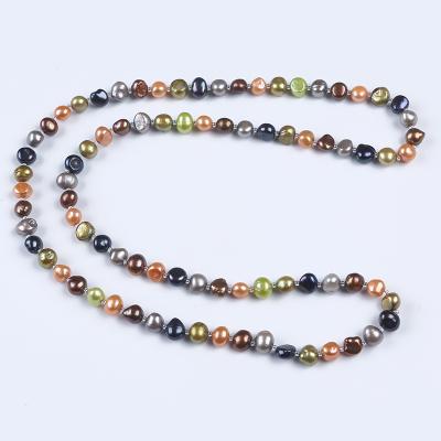 China BOHEMIA 8-9mm Multi Color Irregular Baroque Natural Freshwater Pearl Necklace A.C.A. for sale