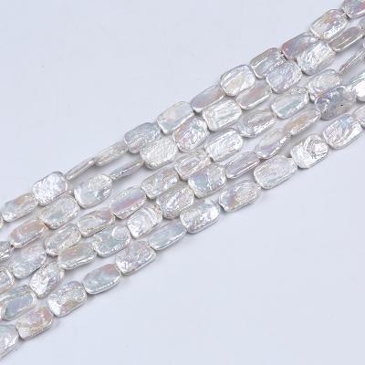 China Jewelry 14-16mm Cultured A Grade Natural White Square Freshwater Pearl Strand for sale