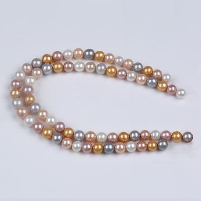 China Natural Freshwater Jewelry 12-13mm Round Edison Pearl Strand Colorful Loose Beads Real for sale