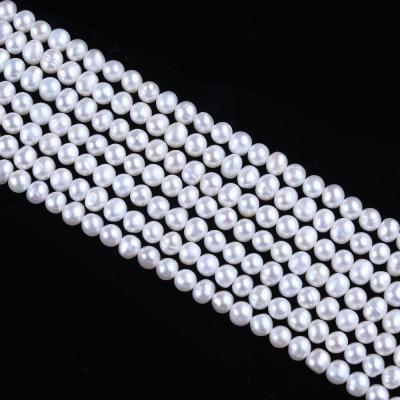 China Jewelry Making Real Hot Wholesale Natural 5-6mm Egg Shape Potato Shape Freshwater Pearl Strand for sale