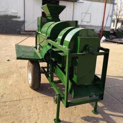 China Large Size Grain Station Multifunctional Raw Manual Grain Machine Peeling Green Color All Steel Thresher for sale