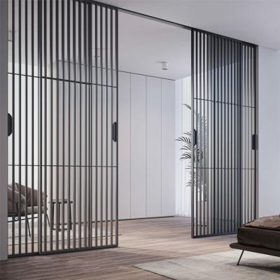 China Decoration Aluminum frame interior linkage slide glass partition wall sliding door for sale