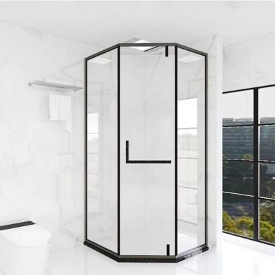 China Modern factory direct sale high quality simple tempered glass corner diamond shape pivot shower room for sale