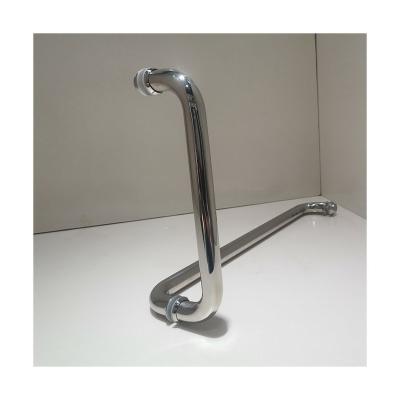 China Easy to install and durable High End Bathroom Stainless Steel L shape Back to Back Glass Door Handle for sale