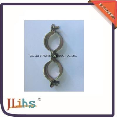 China Double Pipe Clamps M7 Without Rubber Galvanized Pipe Clamps Yellow Zinc Galvanize for sale