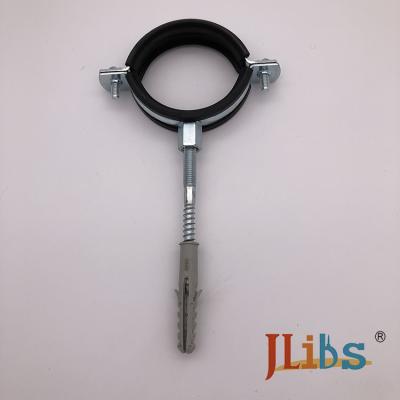 China EPDM Rubber Galvanized Pipe Clamps Stanitary Ware Clamp With 2pcs M6X20mm Screw for sale