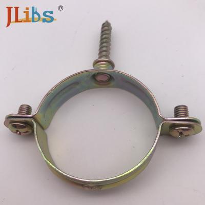 China Yellow Zinc Galvanize Pipe Saddle Clamp , Single Pipe Clamps M7 Without Rubber for sale