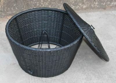 China Hand-Woven Plastic Resin Wicker Storage Box For Home Outdoor Garden for sale