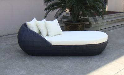 Chine Fainéant en osier de Sun de rotin de patio extérieur, chaise longue noire de plage à vendre