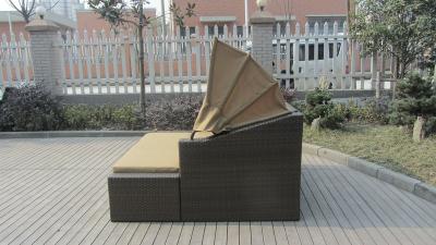 China Square Resin Wicker Lounge Bed , Balcony / Garden Cane Daybed for sale