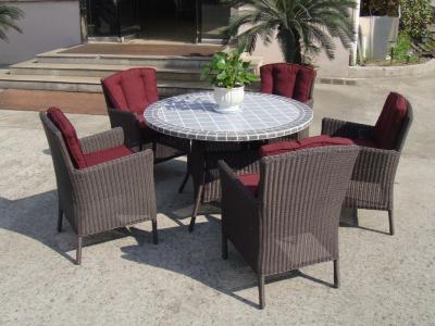 Cina Giardino di plastica del rattan che pranza gli insiemi, forte insieme del tavolo da pranzo di Brown in vendita