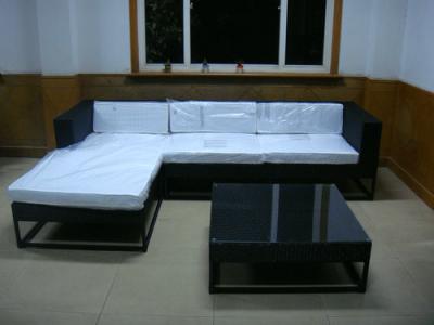 China PE Rattan Sleeper Sofa , Fashion Indoor L Shape Lounge Sofa Set for sale