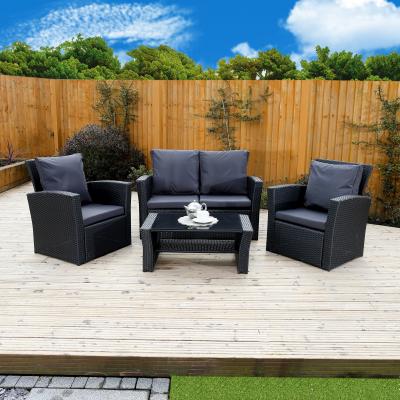 China KD 5pcs Black Selling Well Rattan Wicker Outdoor Sofa Set for sale