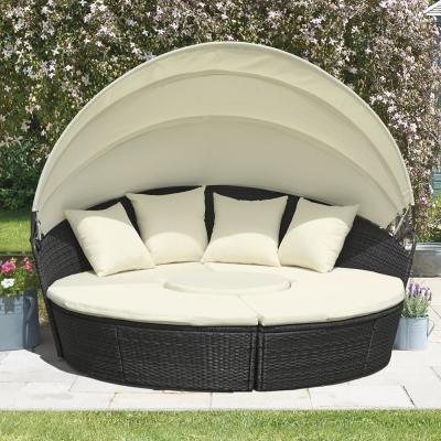 Chine Daybed extérieur en osier rond de rotin de KD dans tous temps avec l'oreiller 4pcs à vendre