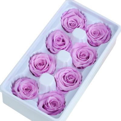 China Beautiful Colored Flower Eternal Life Immortal Rose Flower Material Gift Box Dry Rose Artificial Preserved Flower Head Roses for sale