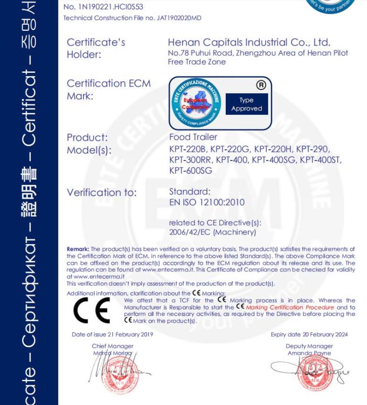 CE - Henan Capitals Industrial Co., Ltd.