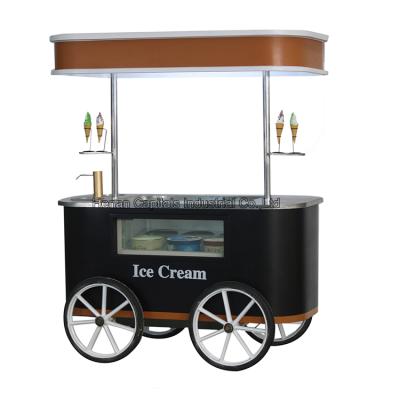 China Mobile vegetable processing factory ice cream cart selling cart ice cream hand push cart for sale for sale