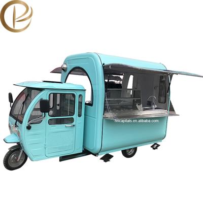 China Fast Vegetable Processing Plant Cart Fruit Juice Milk Tea Coffee Food Truck Gas Engine Moto Vehicle for sale