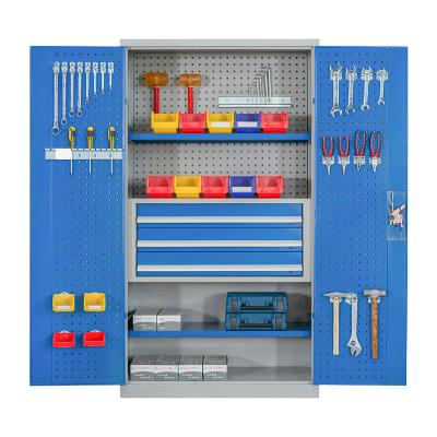 China Multifunctional Heavy Duty Car Repair Garage Workshop Garage Tools Storage Locker Cabinet Tool Cabinet Double Door Steel Cleaning Cabinet for sale