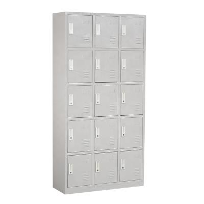 China Storage 15 Door Wardrobe Cabinet Metal Pool Office Furniture Metal Steel Locker For Gym Iron Wardrobe for sale