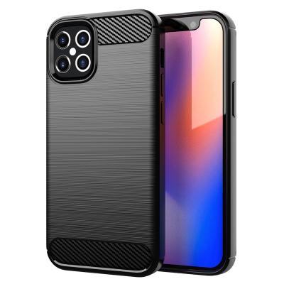 China Hot Selling Shockproof Carbon Fiber Silicone Cover Mobile Case For iPhone 11 12 13 14 Mini Pro Max Phone Case TPU Case for sale