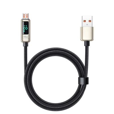 China Real Time Tracking Power Charging Factory 2022 Customized 1.2m Qc4.0 Qc3.0 Braided Cable With Led Digital Display Power 2in1 Micro Data Cable for sale