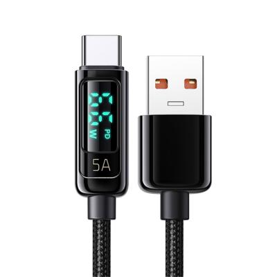 China Real Time Tracking Power Charging Hot Type C New Products Digital Display Fast Cable 6a 66w Charging Usb C Chargers Cable for sale