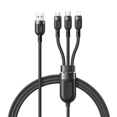 China Super Fast Charging High Quality Custom 3 in 1 Usb Type C Micro Super Fast Charging 5a Lightning Charger 3in1 Data Cables For Iphone for sale