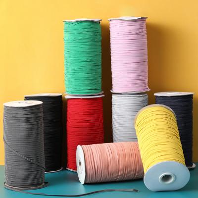 China Amazon Logo Printed Para Elastic Braided Custom Sewing Viable Colorful 3 Mm Knitted Stretch Flat Bungee Elastic Rope for sale