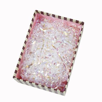 China 100g imagination gift box plastic silk decoration colorful iridescent filling plastic raffia for sale