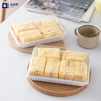 China Recycled Materials Old Materials Cake Box Meat Silk Shellfish Rectangular Cream Puffs and Inston Pastry Baking Box for sale