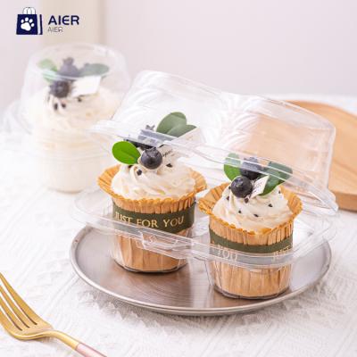 China Recyclable Transparent Thickened Blister Box Muffin Cup Packing Box Cupcake Packing Box Single/Two Desserts for sale