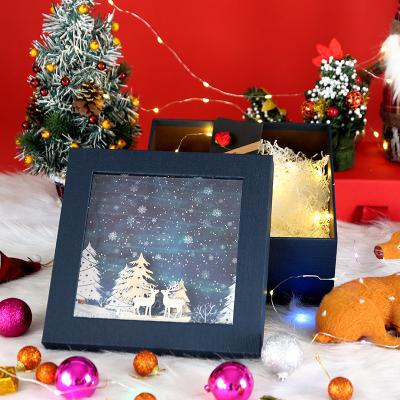 China High-end Materials Luxury Holiday Christmas Tree Snowflake Christmas Tree Gift Box Recyclable Recyclable Blue Lipstick Cosmetics Box for sale