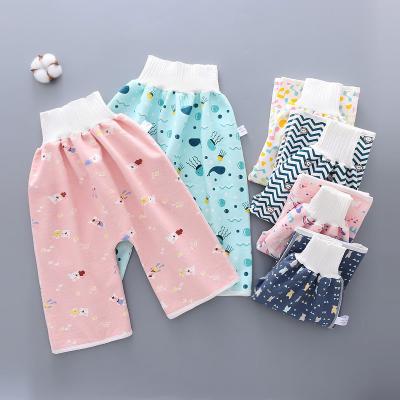 China Aier Printed Waterproof Prevent Baby Sink Training Wet Pants Washed Skirt Cotton Padded Sheer Diaper Pant for sale