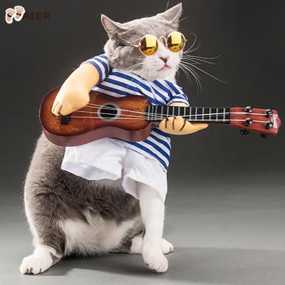 China Viable Dog Cat Mascot Suit Halloween Playing Guitar Style Funny Costume Dog Cosplay Cat Apparel for sale