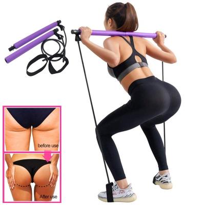 China Full Body Aier Pilates Stength/Chest/Arm/Resistance Exercise Band Yoga Pilates Stick Foot Loop Portable Kit Pilates Bar For Home Gym for sale