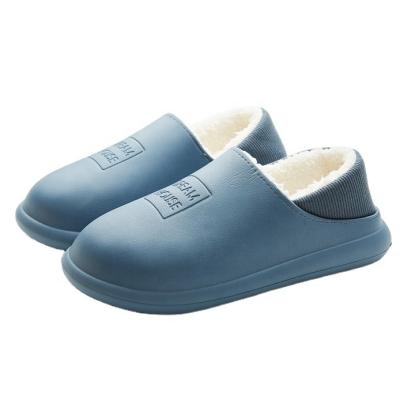 China Fashion Trend Unisex Striped Clogs Winter Home Shoes Plush Indoor Waterproof Comfortable Sandals Female Slippers for sale