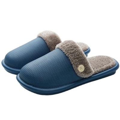 China Fashion trend women's winter waterproof non-slip home slippers plush comfortable fur lined men's slipper for sale