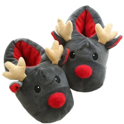 China Fashion Trend Winter North Pole Velvet Christmas Deer Plush Cotton Slippers Ultra Soft Women for sale