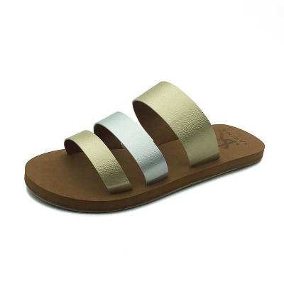 China Fashion Trend Women's Sandals Shiny Summer Beach Flat Slippers for sale