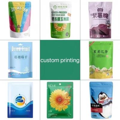 China Shock Resistance Custom Printing Stand Up Packaging Pouches Zip To Lock Plastic Bags For Dried Fruit Chips And Snacks for sale