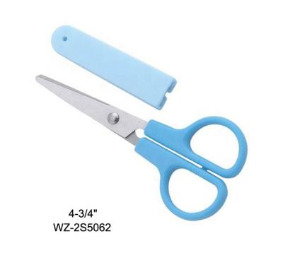 China Universal Type Cutter Stainless Steel Material Blue Rubber Handle Office Multi Use Cutting Purpose Scissors With Blunt Blade 12cm for sale