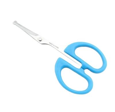 China Universal Cutting Stainless Steel Material Blade With Plastic Type Kids Scissors Nose Hair Handle Small Size Trimmer for sale