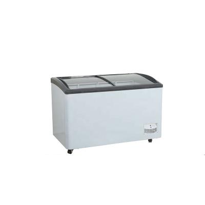 China Single-temperature sliding curved glass door ice cream chest freezer for refrigeration equipment for sale